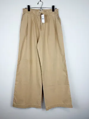 NWT LOFT Wide Leg Loose Fit Pleated Poplin Trouser Pant Tan Size Small thumbnail 2