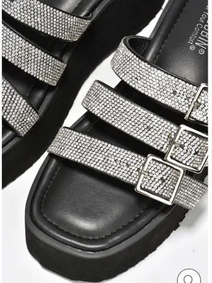 Cape Robbin Black Platform Sandal with Silver Glitter Straps thumbnail 3