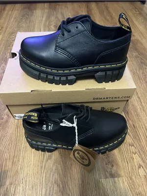 DR MARTENS Audrick 3 eye black leather platform lace up oxfords shoes sz 7 new thumbnail 8