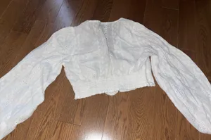 Long Sleeve Crop Top White Size M thumbnail 4