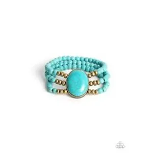Paparazzi Turquoise Brass Stone Pools Bracelet One Size thumbnail 2