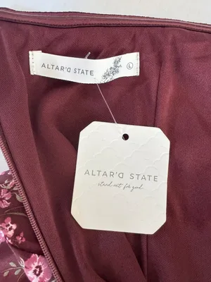NWT Altar’d State Analissy Burgundy Satin Floral Strapless Mini Dress sz L Large thumbnail 5