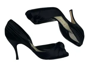 White House Black Market WHBM ❁ Satin Knot Peep Toe D’Orsay Heels ❁ Black 6M ❁ thumbnail 14