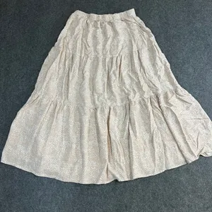 Japana Women Tan Pebble Print Tiered Maxi Skirt Elastic Waist L Cottagecore thumbnail 12