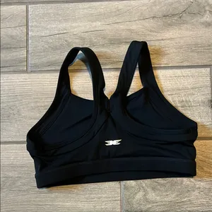 Black Racerback Sports Bra with Moisture-Wicking Fabric thumbnail 4