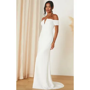 NEW Lulus Loveliest Aura White Off-the-Shoulder Mermaid Maxi Dress Wedding XS thumbnail 2