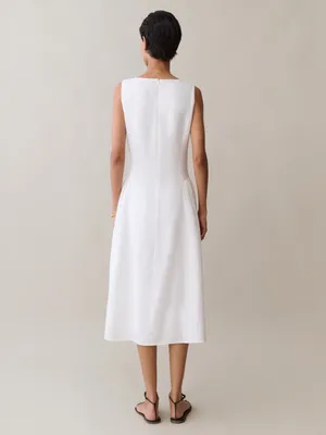 NWT Few Moda Avalon Linen Dress size Large L midi white o.p.t thumbnail 4