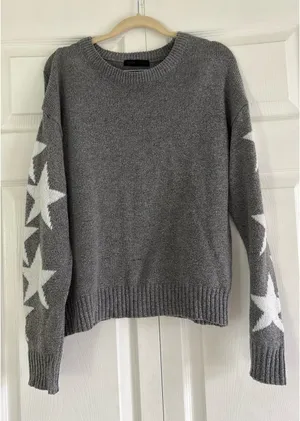 Shein Grey Sweater With White Stars thumbnail 1