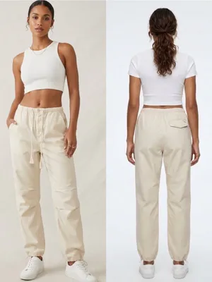 Tna X Aritzia Cache Cargo Parachute Pant Darted Barrel Beige Jogger Cotton thumbnail 2