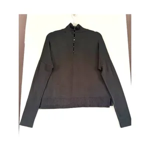 Rag and Bone Black Mock Neck Button Back Knit Sweater Long Sleeve Drop Shoulder thumbnail 2