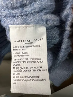 American Eagle Slate Blue Chunky Rib Knit Cropped Oversized Cabincore Sweater thumbnail 6