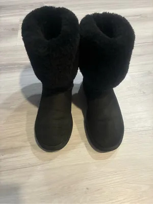 UGG Black Shearling Fold-Down Winter Boots thumbnail 3