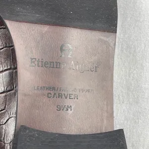 Etienne‎ Aigner Carver Brown Croc Embossed Leather Fabric Buckle Loafers 9.5M thumbnail 8