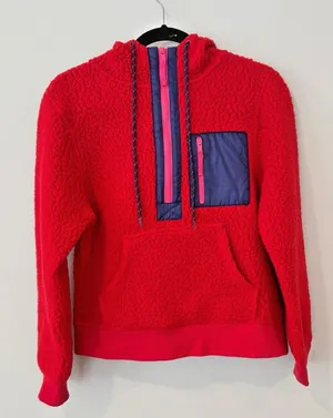 J. Crew Womens Sherpa Polartec Half Zip Pullover Hoodie Sweater thumbnail 1