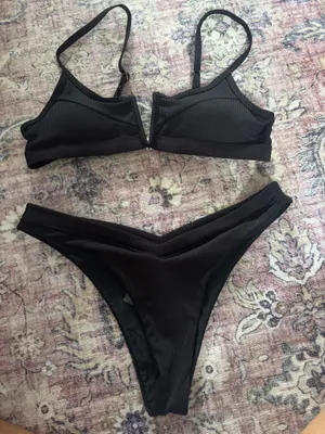 SHEIN Black Wire Bathing Suit Set thumbnail 1