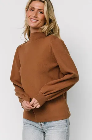 NWT Baltic Born Sutton Sweater Top in Brown Women’s Sz Medium Mock Neck Sweater thumbnail 1