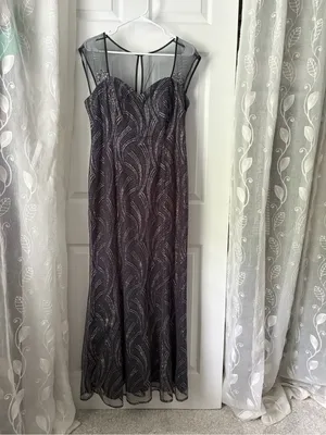 SLNY Y2K Glitter sparkling Maxi Dress Sz 12 Prom Party evening stretch Mermaid thumbnail 9