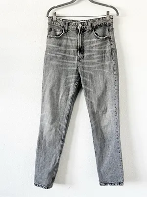 Zara Gray Wash Y2K Vintage Inspired High Rise Straight Leg Jeans thumbnail 2