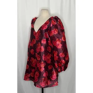 NWT!! Anthropologie BHLDN Aliana V Neck Floral Organza Mini Dress Large thumbnail 6