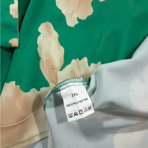 Green Floral Long Sleeve Hi Low Midi Dress With Waist Tie thumbnail 4