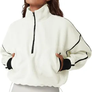 NWT women's half zip cozy Sherpa fleece pullover sweater women's small oversized thumbnail 1