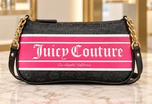 Juicy Couture Pink Black Monogram Baguette Shoulder Bag Y2K NWT thumbnail 1