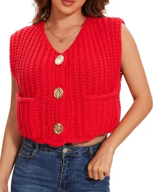 never worn amazon red knit sweater vest  thumbnail 1