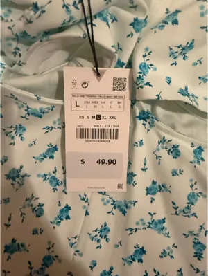 ZARA Blue Floral Cutout Puff Sleeve Summer Dress thumbnail 6