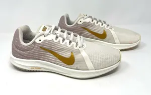 Nike Downshifter 8 Running Shoes Beige Taupe Metallic Gold Mesh Size 7.5 thumbnail 1