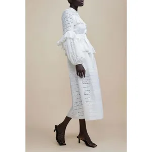 Acler Valentine Ivory Broderie Anglaise Cotton Midi Dress Long Sleeve 2 thumbnail 2