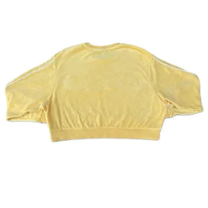 Nike Yellow Embroidered Center Swoosh Terry Cropped Long Sleeve T-shirt thumbnail 3