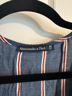 Abercrombie and Fitch wrap top size extra small blue and red striped thumbnail 2