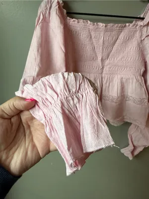 Celebrity Pink NWT Pink Smocked Ruffle Peplum Top Lace Cottagecore thumbnail 2