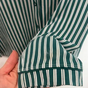 Tommy John Green Striped Women's Pajama Top Long Sleeve Button Down thumbnail 4