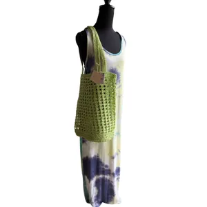 NWT Sol & Mer Lime Raffia Tote | Woven Beach Bag | Resort Vacation Market Tote thumbnail 6