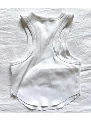 Wild Fable White Ribbed High-Neck Cropped Tank Top thumbnail 5