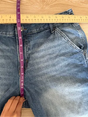 Aeropostale Men’s Large Baggy Denim Jorts Medium Wash 90s Relaxed Cargo thumbnail 4
