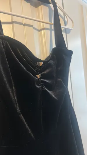 Black Velvet Dress with heart decals thumbnail 3