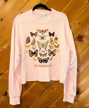 Public Library “Le Papillon” butterfly cropped crewneck sweatshirt thumbnail 1