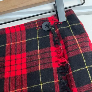Vintage Episode Red and Black Plaid Wrap mini Skirt 10 tartan holiday wool thumbnail 2