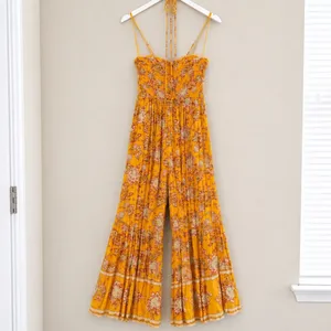 Free People Women's Little Of Your Love Jumpsuit in Marigold Combo Size Small thumbnail 3
