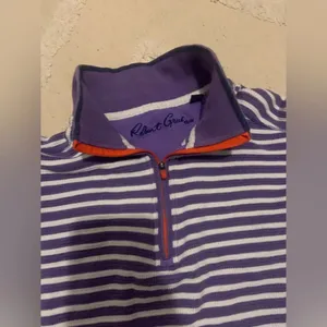Robert graham striped purple white quarter zip sweater M classic shirt preppy thumbnail 2