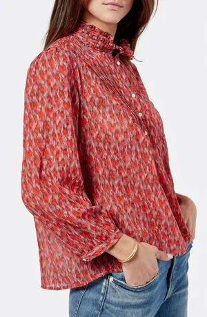 Joie Stinson Henley Cotton Blouse thumbnail 1