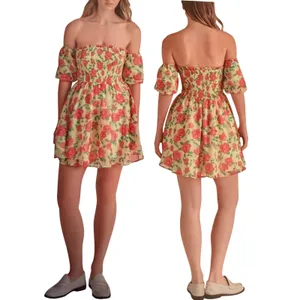 Betsey Johnson Babydoll Dress Sz L Floral Puff Sleeve Smocked Y2K‎ Mini New thumbnail 4