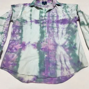 Tie-Dye Long Sleeve Button-Up Shirt - Purple & Green thumbnail 4