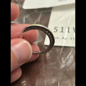 White opal sterling silver 925 ring size 8 cute band thumbnail 4
