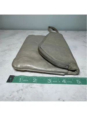 Women's Hobo Daria Leather Shoulder Bag Clutch Small Taupe Silver thumbnail 11