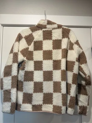 Checkered Sherpa Jacket Brown Size M thumbnail 3