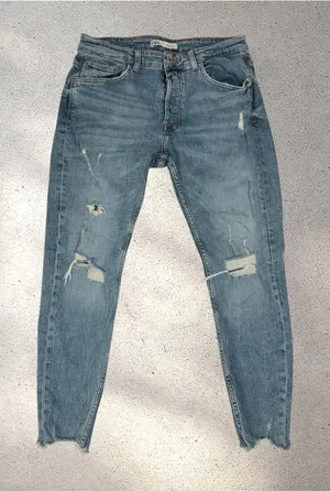 ZARA Distressed Skinny Jeans Women's 34 Blue Curvy Mid Rise Button Fly Casual thumbnail 1
