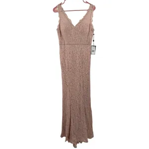 Adrianna Papell Dress Women’s Size 4 NWT Lace Maxi Gown Pink Wedding Bridesmaid thumbnail 2